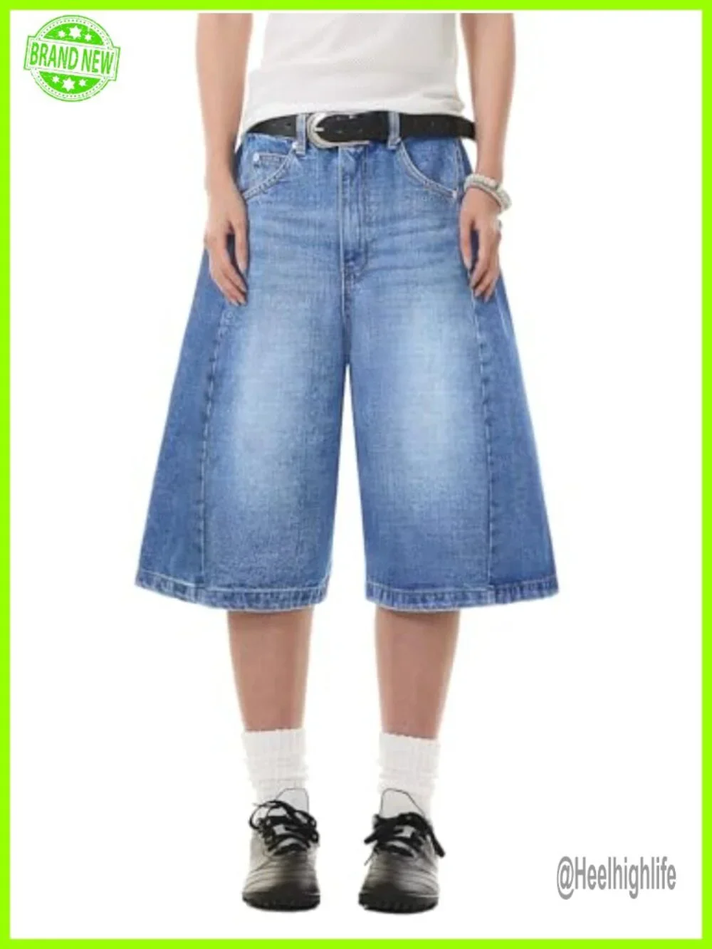 Baggy High Waisted Wide Leg Bermuda Denim Shorts Y2K